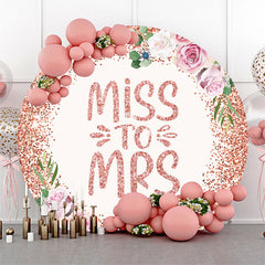 Toile de fond de douche nuptiale ronde florale à paillettes roses