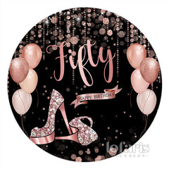 Talons scintillants roses joyeux cinquante anniversaire toile de fond ronde