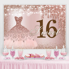 Robe de mariée à paillettes roses Sweet 16th Birthday Toile de Fond