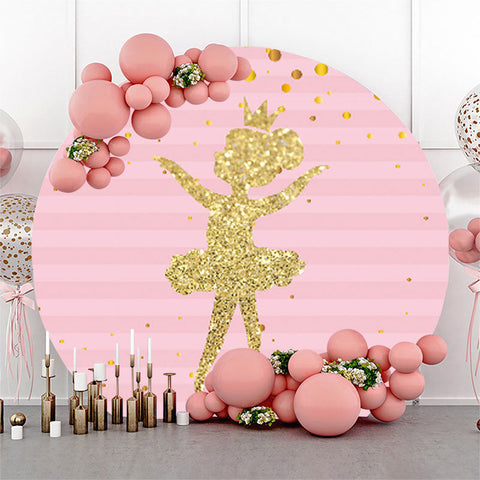 Toile de fond ronde de fête de filles de ballerine dorée rose