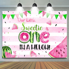 Pastèque verte rose Notre douce est la toile de fond du 1er anniversaire