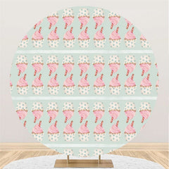 Toile De Fond D'anniversaire Vert Rond De Crème Glacée Rose Pour Les Enfants