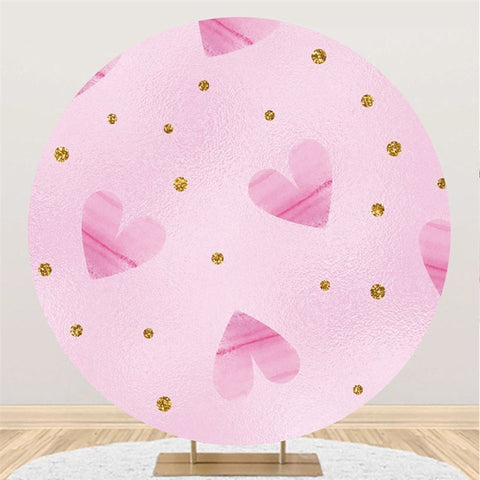 Fond D'anniversaire Rond Amour Rose Et Paillettes D'or