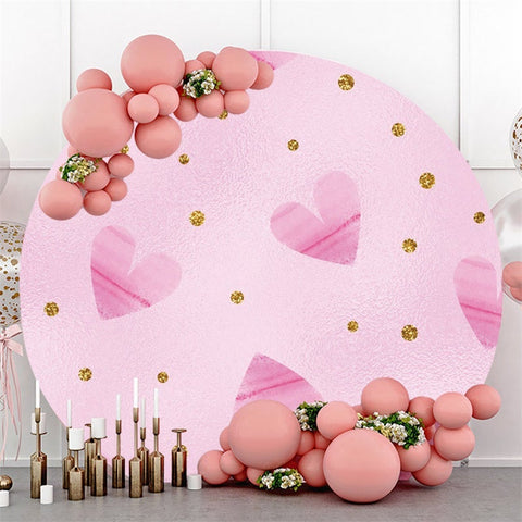 Fond D'anniversaire Rond Amour Rose Et Paillettes D'or