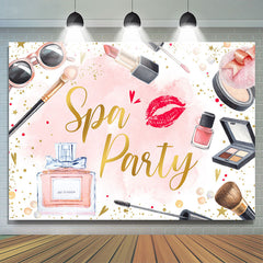 Toile de fond de joyeux anniversaire de fête de spa sur le thème du maquillage rose