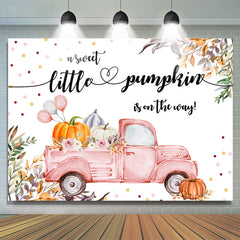 Toile de fond de douche de bébé automne camion ballon citrouille rose