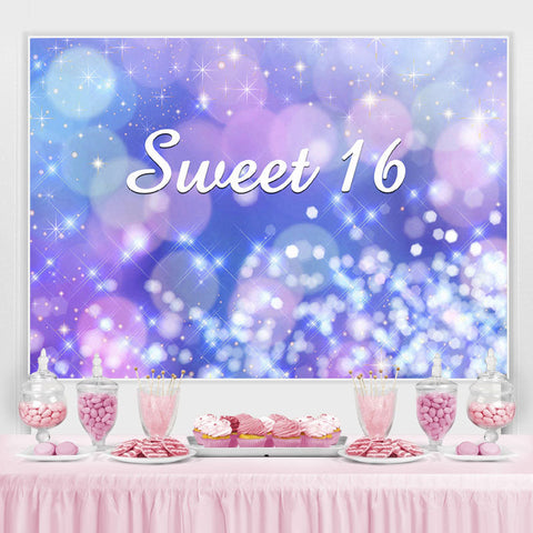 Rose Violet Bokeh Glittle Sweet 16 Anniversaire Backdorp