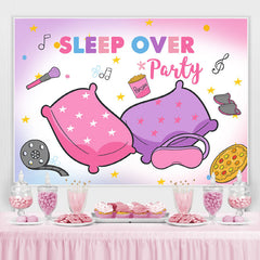 Toile de fond rose violet Sleep Over Party joyeux anniversaire