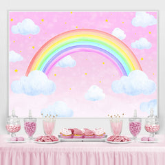 Toile de fond de fête d'anniversaire rose arc-en-ciel ciel Sloud Star Girl