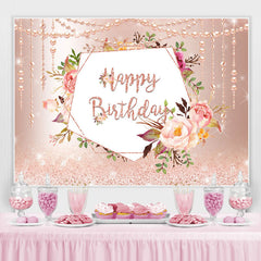 Toile de fond d'anniversaire rose rose et paillettes de perle pour fille