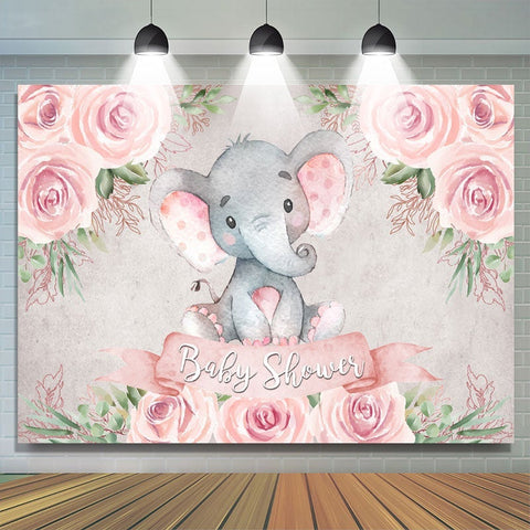 Toile de fond de douche de bébé éléphant rose rose bébé pour fille