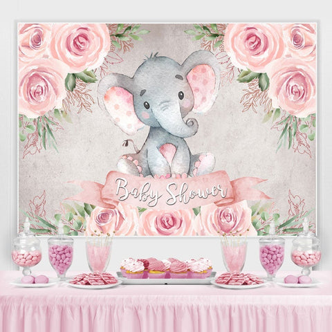 Toile de fond de douche de bébé éléphant rose rose bébé pour fille