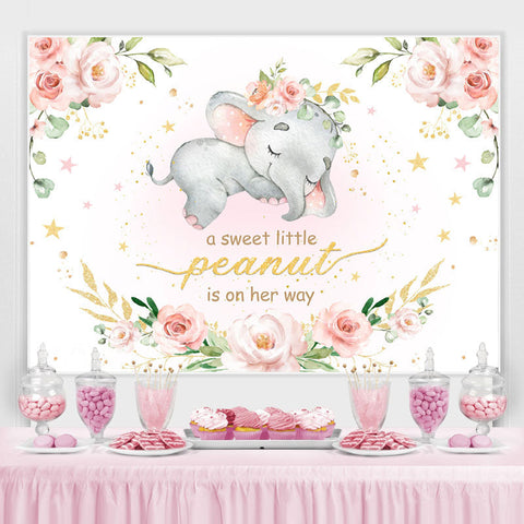 Toile de fond de douche de bébé rose rose bébé éléphant pour fille