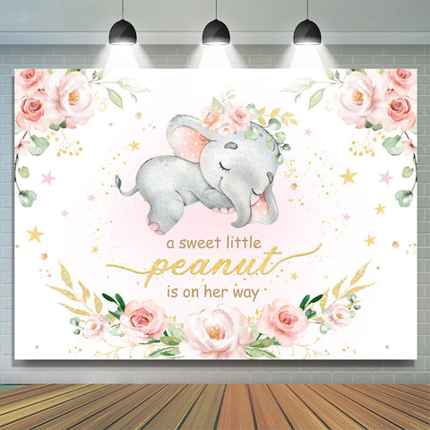 Toile de fond de douche de bébé rose rose bébé éléphant pour fille