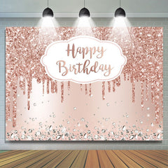 Toile de fond de fête d'anniversaire rose rose doré avec diamants