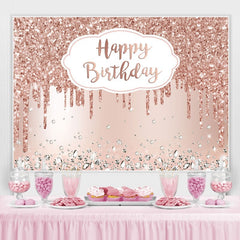 Toile de fond de fête d'anniversaire rose rose doré avec diamants