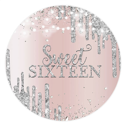 Toile De Fond Ronde De Parties scintillant Bokeh Argent Rose 16ème Anniversaire