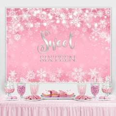 Flocon de neige rose Winter Girl Sweet Sixteen Birthday Backdrop