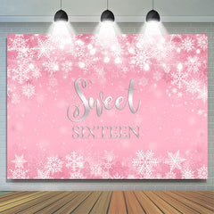 Flocon de neige rose Winter Girl Sweet Sixteen Birthday Backdrop