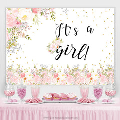 Rose printemps floral c'est une toile de fond de douche de bébé fille