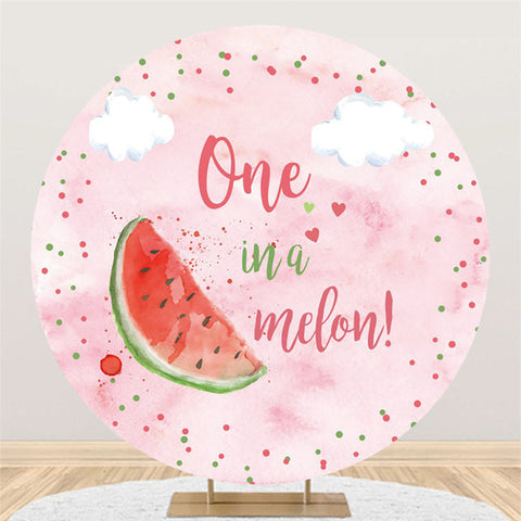 été rose un dans un cercle de melon joyeux anniversaire toile de fond