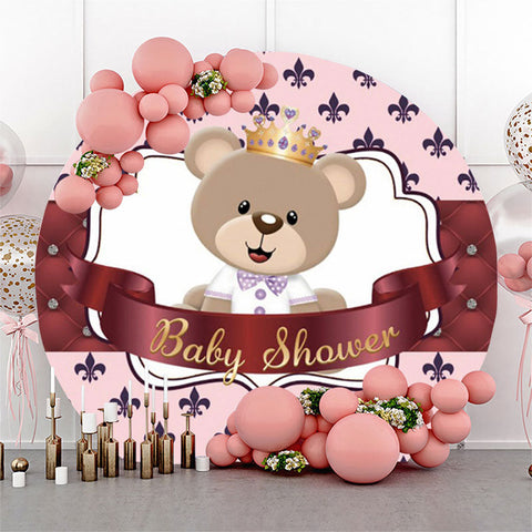 Ours en peluche rose fille baby shower toile de fond ronde