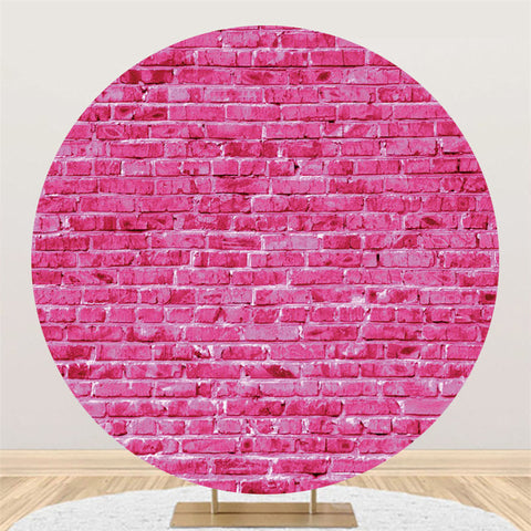 Fond de cercle de joyeux anniversaire de thème de brique de mur rose