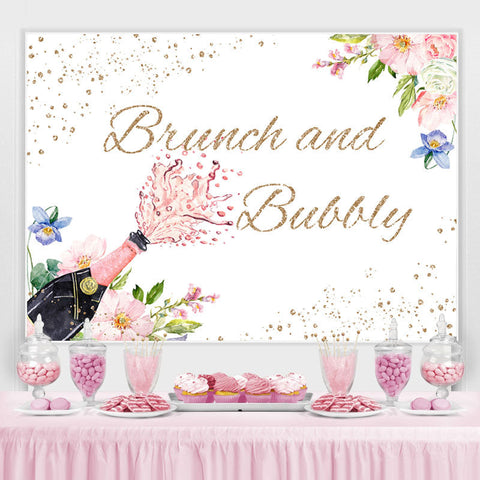 Brunch au vin rose et toile de fond d'anniversaire Bullly Glitter