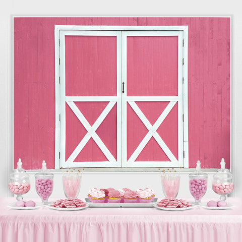 Mur en bois rose Porte blanche Toile de fond joyeux anniversaire