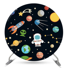 Couverture de toile de fond de cercle de thème d'espace d'astronaute de planète