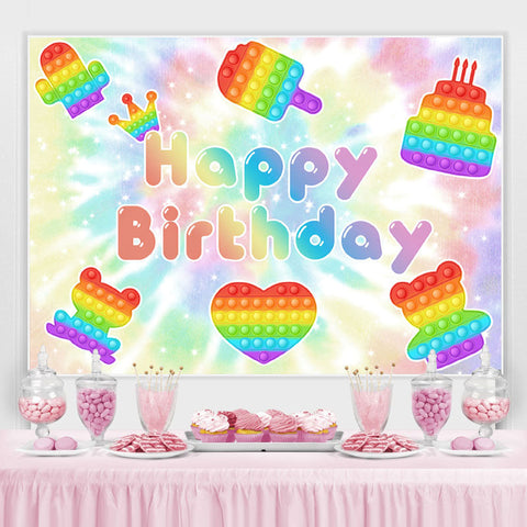 Pop It Glitter Bokeh Joyeux anniversaire toile de fond pour les enfants