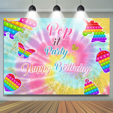 Pop It Paery Glitter Gold Thème Joyeux Anniversaire Toile de Fond