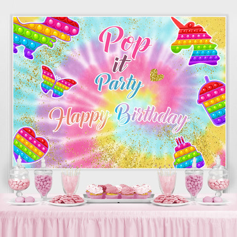 Pop It Paery Glitter Gold Thème Joyeux Anniversaire Toile de Fond