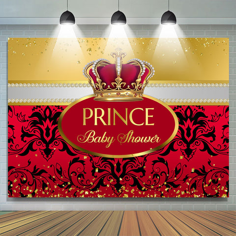 Toile de fond Prince Baby Shower Red Gold Glitter Party pour fille