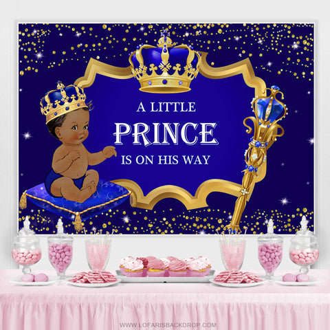 Princesse Gold Glitter Crown Blue douche de bébé Toile de fond