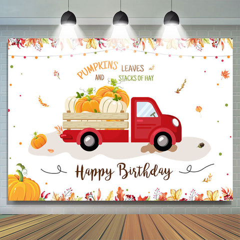 Citrouilles et feuilles automne joyeux anniversaire toile de fond