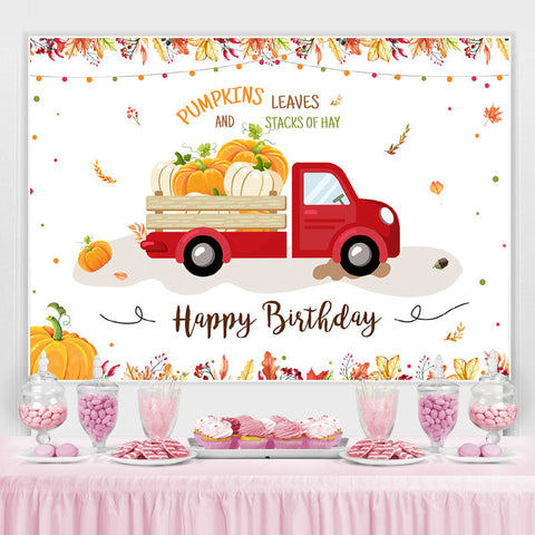 Citrouilles et feuilles automne joyeux anniversaire toile de fond