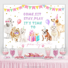 Chiot Jeu Thème Fête Joyeux Anniversaire Toile de Fond