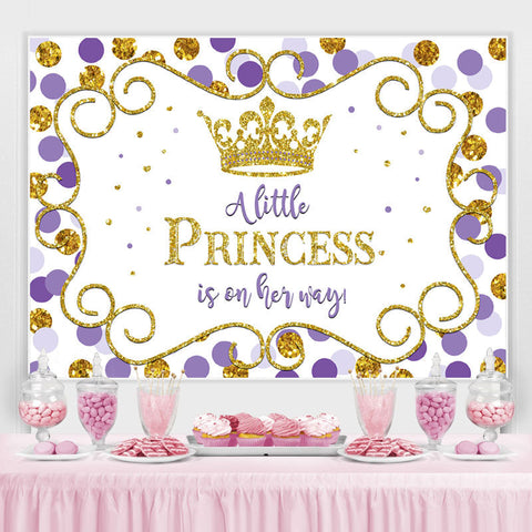 Toile de fond de douche de bébé princesse couronne violette et dorée