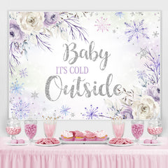 Toile de fond de douche de bébé flocon de neige floral violet et blanc