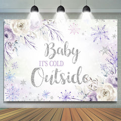 Toile de fond de douche de bébé flocon de neige floral violet et blanc
