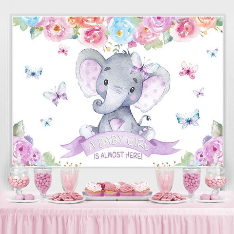 toile de fond de douche de bébé violet bébé éléphant fleurs rouges