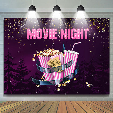 Ciel noir violet avec toile de fond Star Movie Night Popcorn