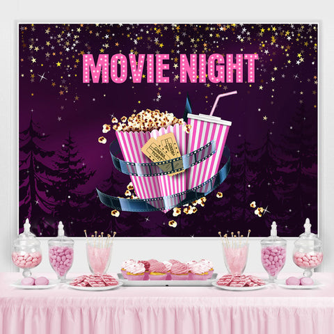 Ciel noir violet avec toile de fond Star Movie Night Popcorn