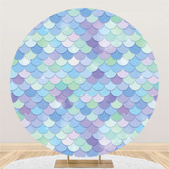 Toile de fond ronde d'anniversaire de sirène bleue violette pour fille