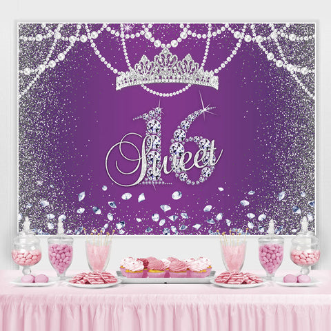 Violet Bokeh Sweet 16 Birhtday Backdrop Princess Girl