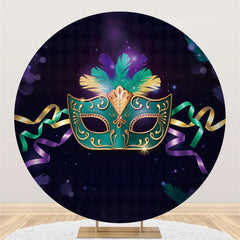 Toile de fond de décoration de fête de mascarade ronde cyan violet