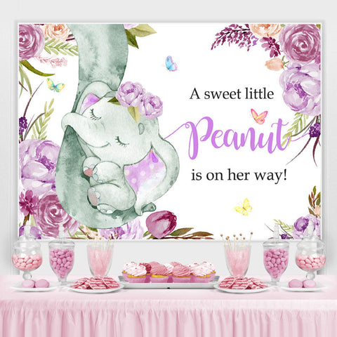 Toile de fond violet Floral Lovely Baby Elephent Baby Shower