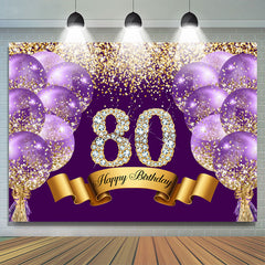 Toile de fond du 80e anniversaire du ballon de diamant violet scintillant