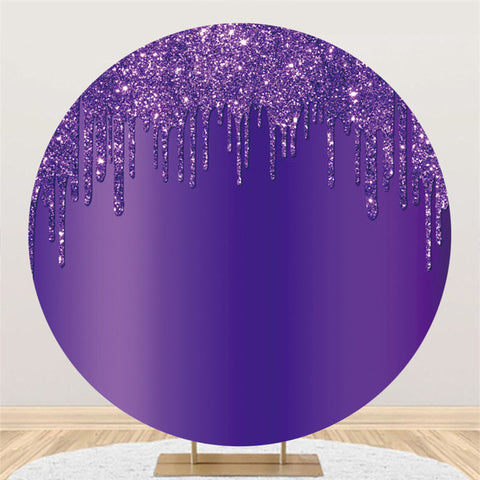 Décoration de fond de fête d'anniversaire ronde à paillettes violettes